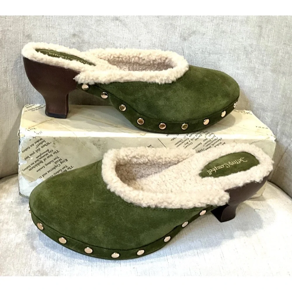 Free People Jeffrey Campbell Blakeney Mini Clog Faux Fur Olive Suede - Picture 5 of 7
